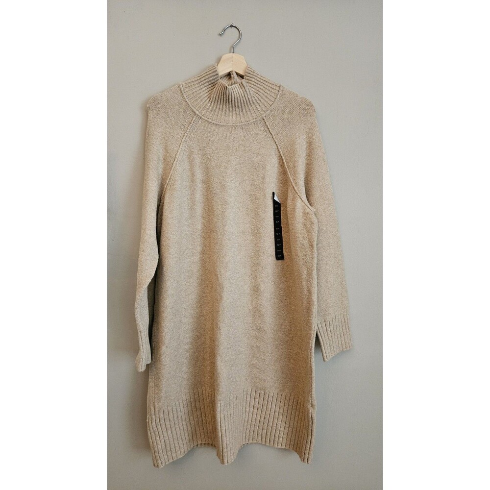 NWT Banana Republic Womens XL Petite Beige Turtleneck Sweater Dress Long Sleeved